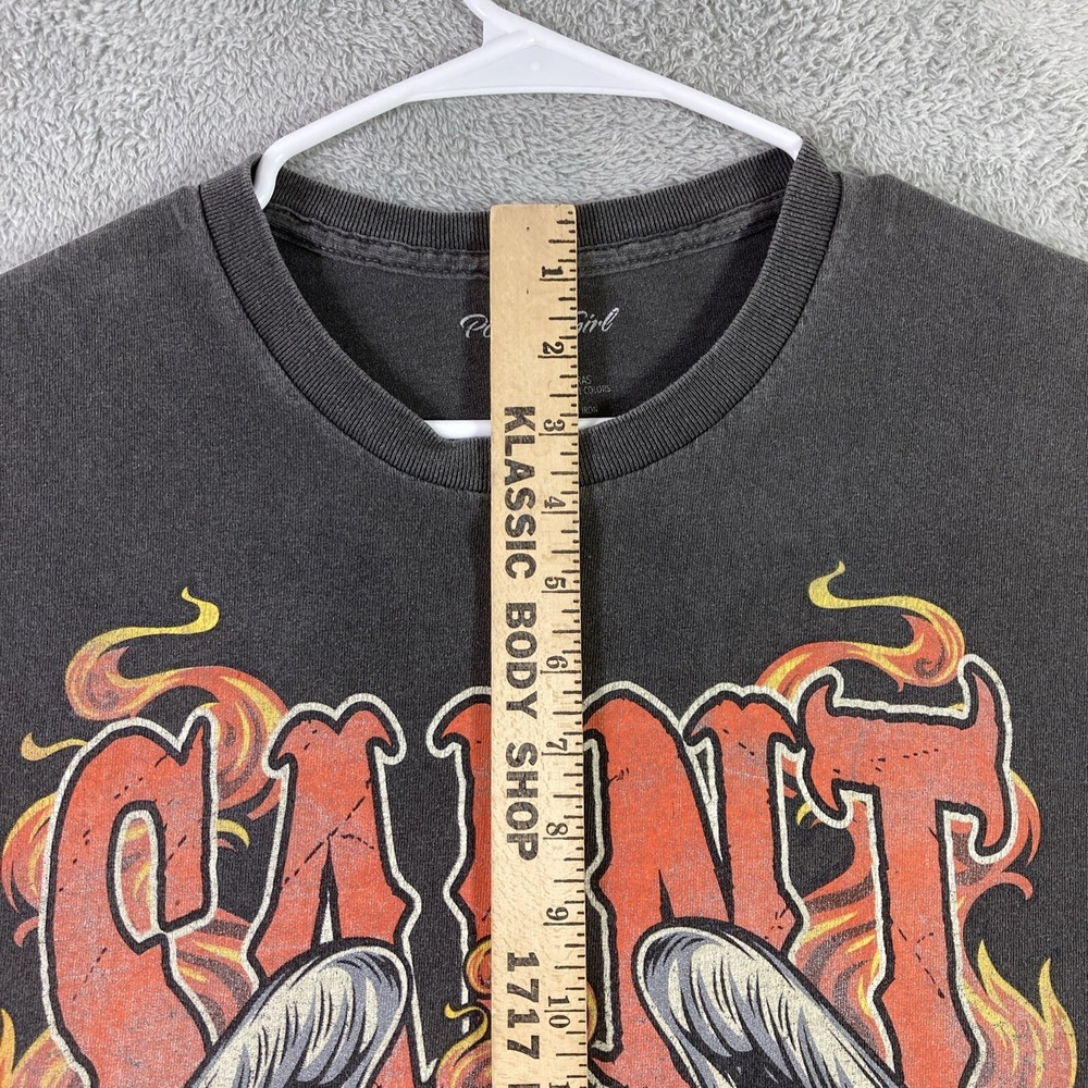 Saint and Sinner Shirt Adult Large Black Graphic Tee Flames Wings Heart - Picture 8 of 13
